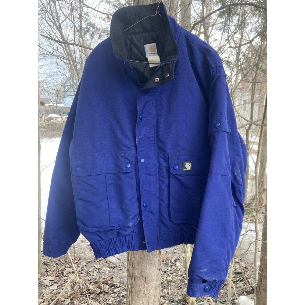 Carhartt Jacket Adult Size XL Navy Canvas WARM Coat Arctic Quilt Lined Workwear